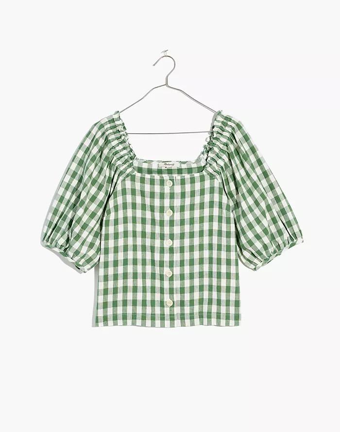 Linen-Blend Easy Pull-On Shorts in Gingham Check | Madewell