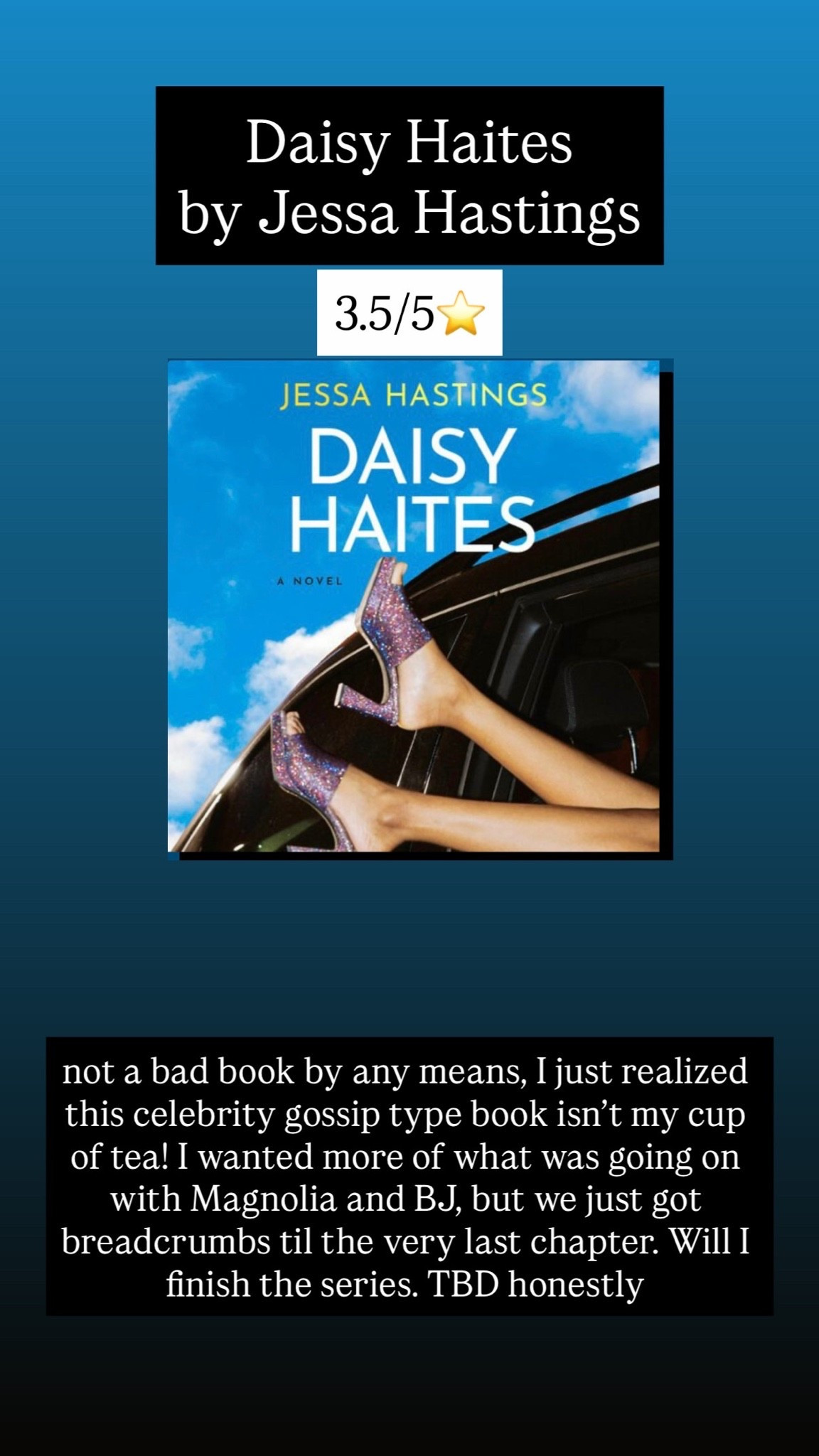 19. Daisy Haites by Jessa Hastings :: 3.5/5⭐️ not a bad book by any means, I just realized this celebrity gossip type book isn’t my cup of tea! I wanted more of what was going on with Magnolia and BJ, but we just got breadcrumbs til the very last chapter. Will I finish the series… TBD honestly

#LTKdayinmylife #LTKstorytime #LTKTravel