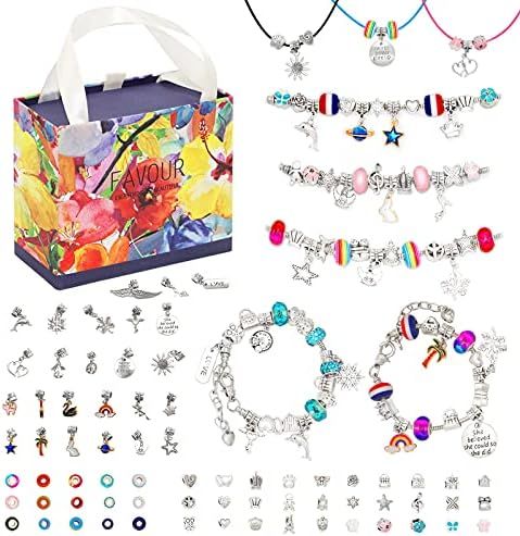 Beostar 93pcs Charm Bracelet Making Kit, DIY Beaded Jewelry Making Kits Supplies with Necklace Co... | Amazon (US)