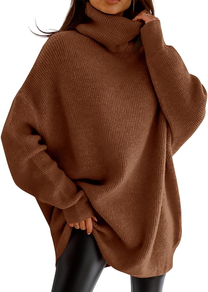 imesrun Womens Turtleneck Oversized Sweater Batwing Chunky Pullover Sweater Casual Fall Loose Kni... | Amazon (US)