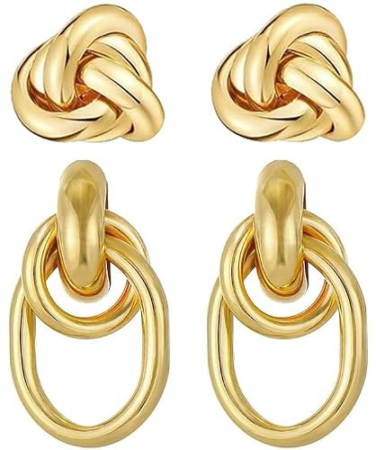Knot Earrings Gold Chunky Geometric Earrings Statement Drop Dangle Earrings Jewelry for Women | Amazon (US)