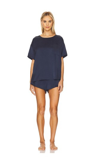 Washable Silk Tee Set in Deep Blue | Revolve Clothing (Global)