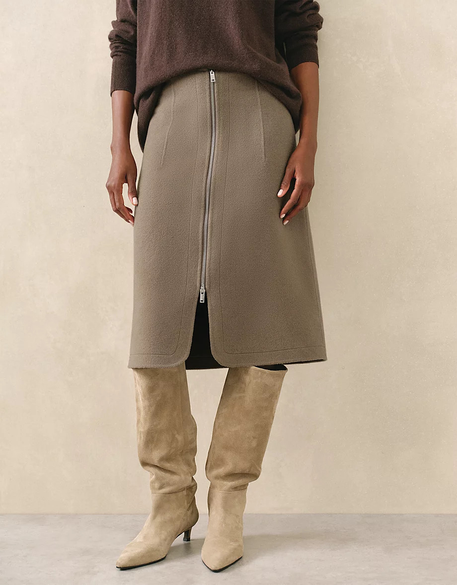 Double Faced Zip Front Skirt | The White Company UK & ROW