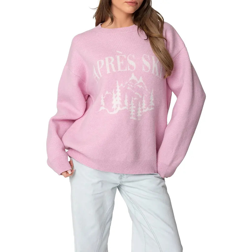 EDIKTED Après Ski Oversize Sweater in Pink at Nordstrom, Size Medium | Nordstrom