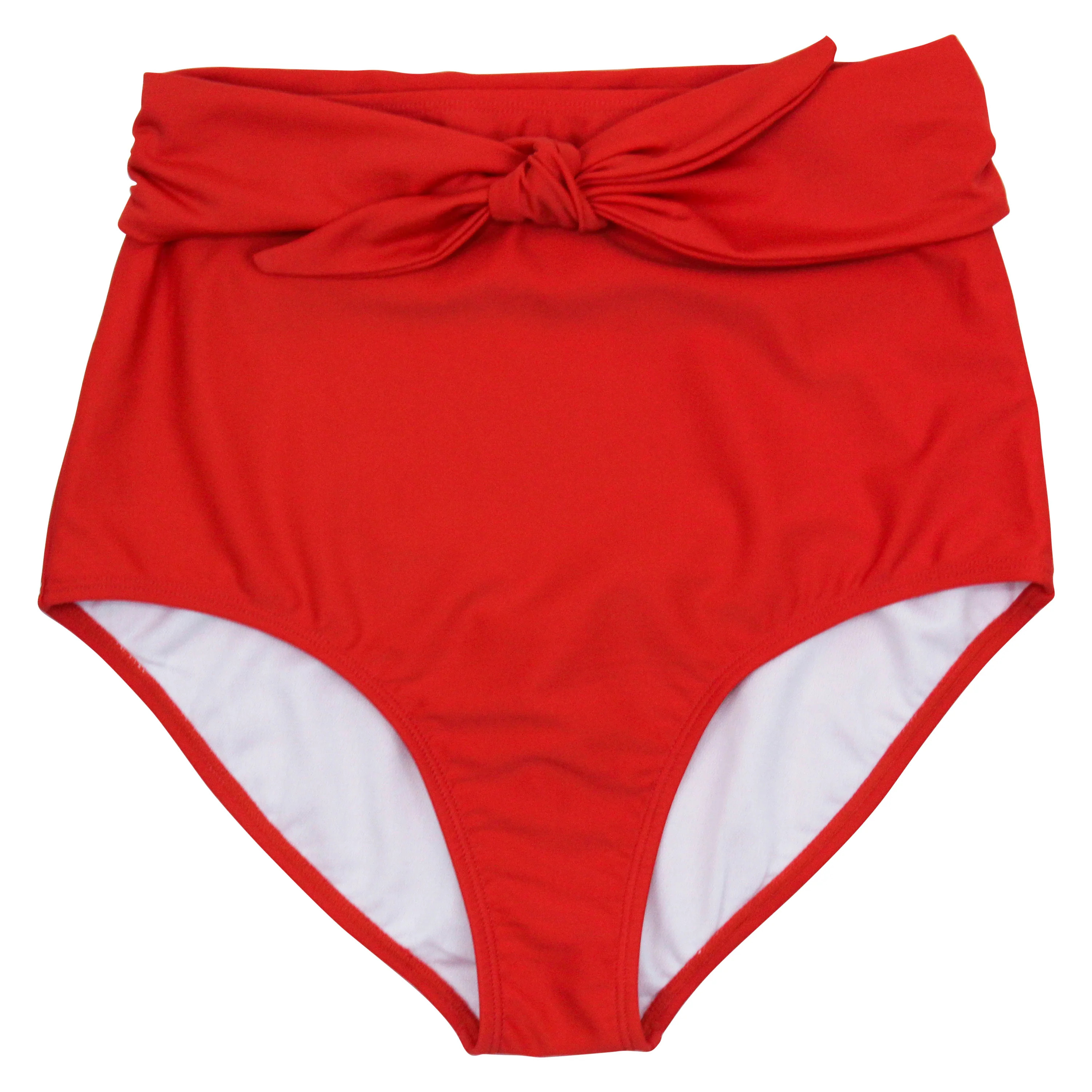 Women's High Waist Bikini Bottoms | "Fiesta Red" | SwimZip