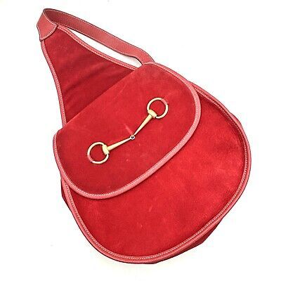 [RARE] Gucci One Shoulder Crossbody Bag Horsebit Suede Red gold hardware #200  | eBay | eBay US