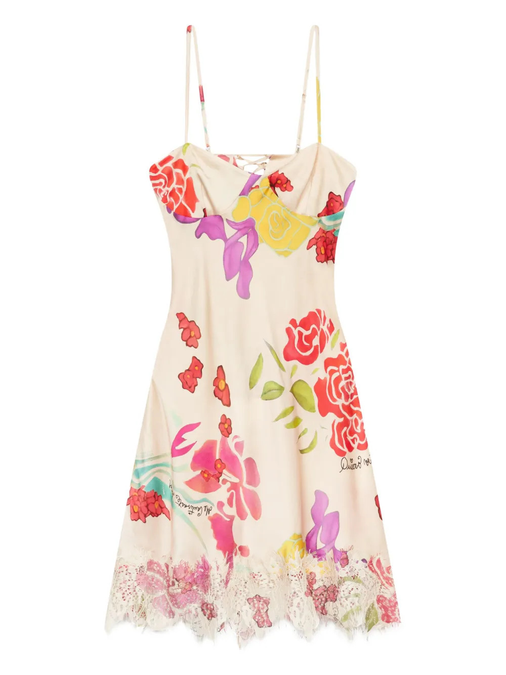 Donde Esteban Flores satin mini dress - Neutrals | Farfetch Global