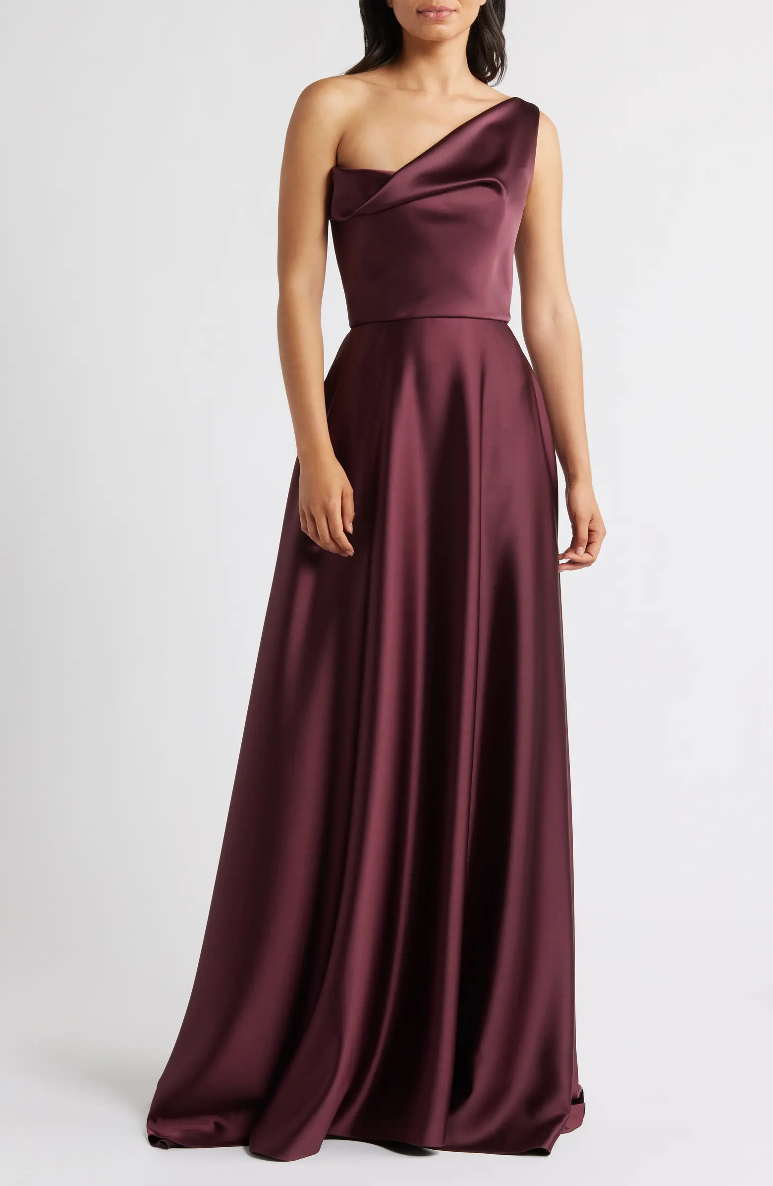 One-Shoulder Satin Gown | Nordstrom