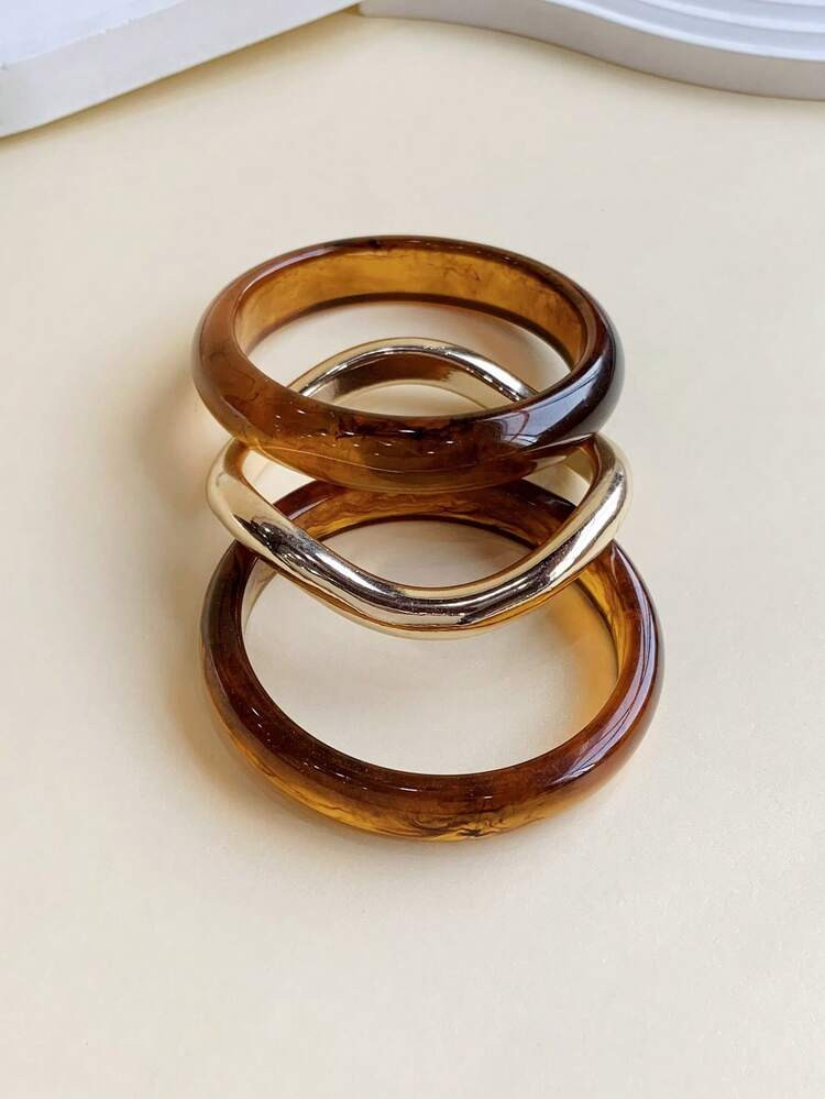 4pcs Elegant Retro Bangle Bracelets, Fashion Simple Design, Suitable For Casual Wear, Women's Fashion Jewelry, Acrylic, Non-Inlaid, Suitable For Daily And Party Occasions All Year Round, (Material Is Resin Plastic, Please Confirm Your Preferred Material Before Purchase), (Highest Product) | SHEIN
