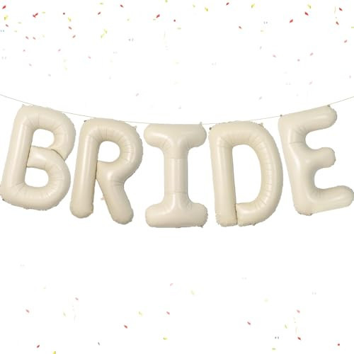 Cream White Bride Balloons 40 Inch Bridal Shower Bachelorette Wedding Balloons Letter Balloon for Wedding Party Supplies Engagement Party Decoration Party Balloon Sets-5 Pcs | Amazon (US)