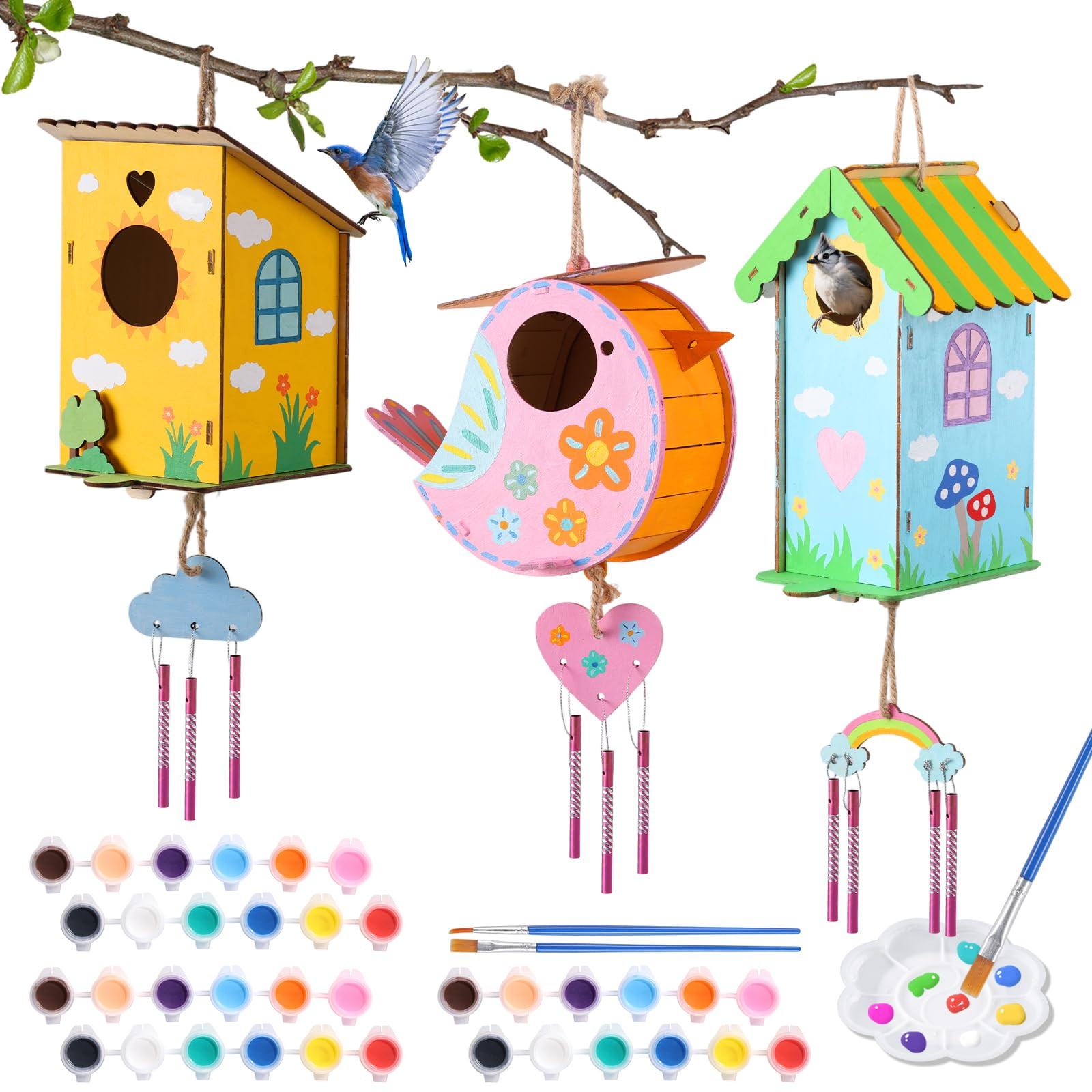 JMMICO 3 Pack Bird Houses Kits for Kids, Wooden Painting Arts and Crafts for Kids Ages 8-12, Buil... | Amazon (US)