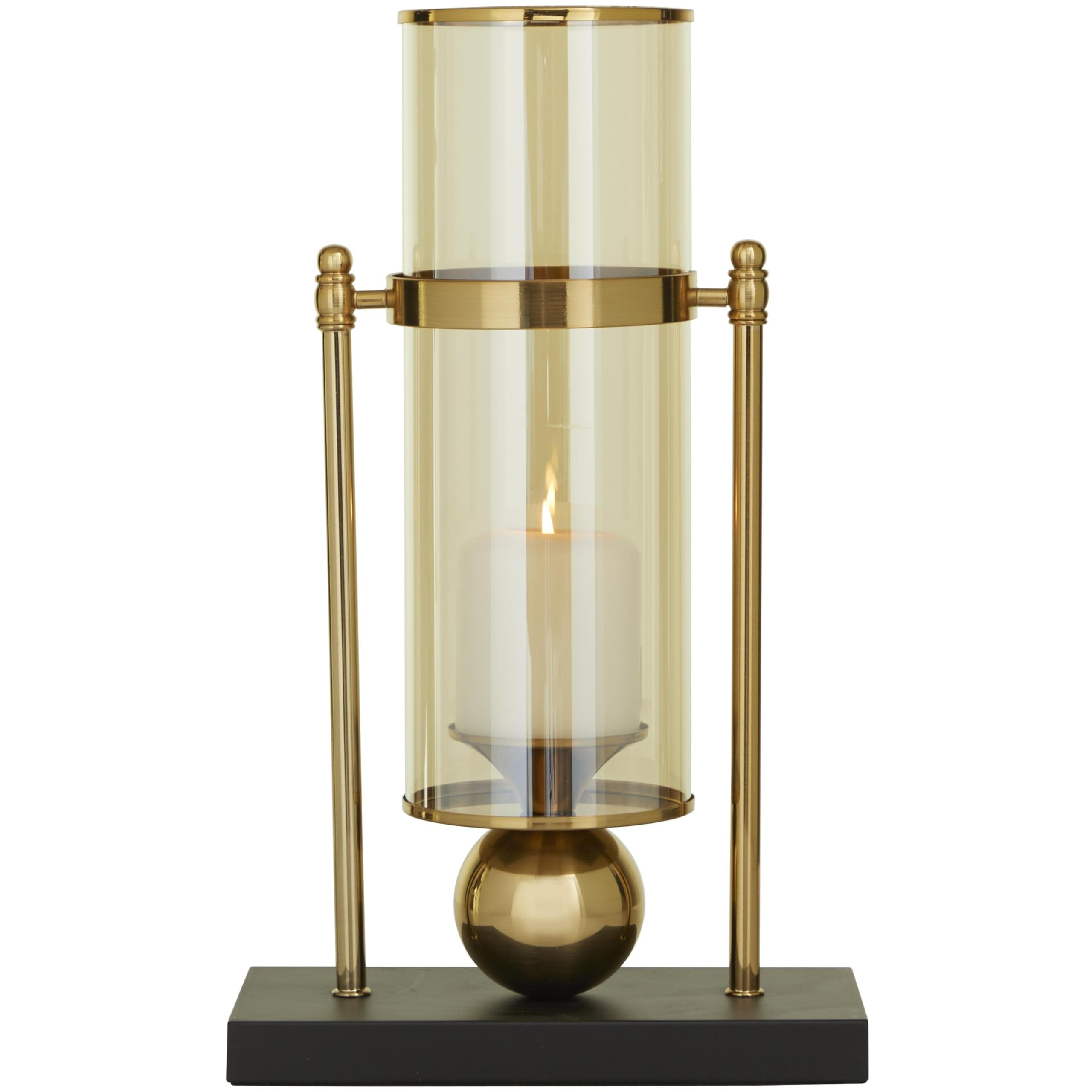 CosmoLiving by Cosmopolitan Metal Pillar Candle Holder with Metal Stand, 10" x 5" x 17", Gold | Amazon (US)
