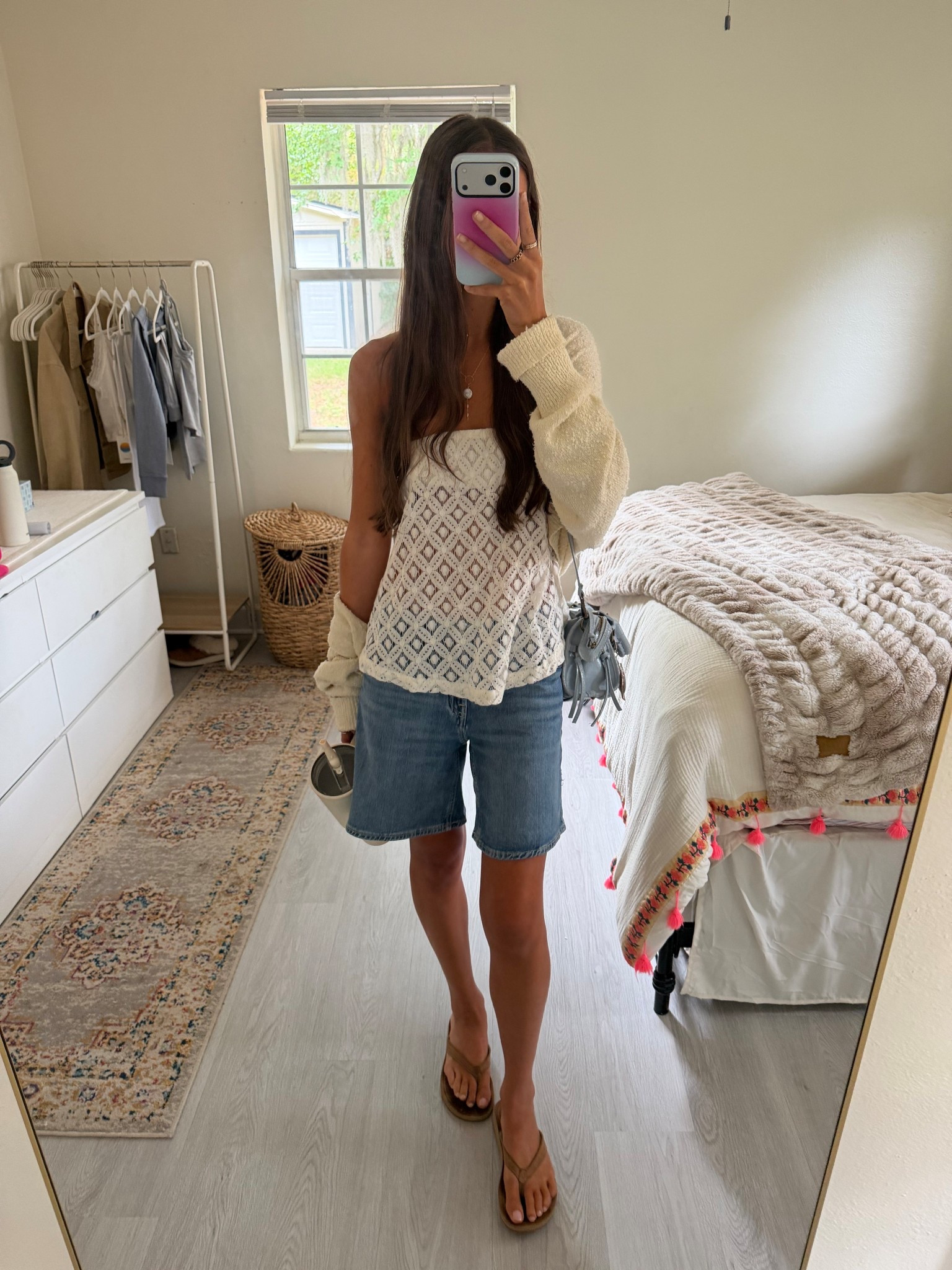 Spring outfit of the day! Wearing a size 0 in the jorts!!! Top is old from free people: the Orion top. 

#LTKSeasonal #LTKootd