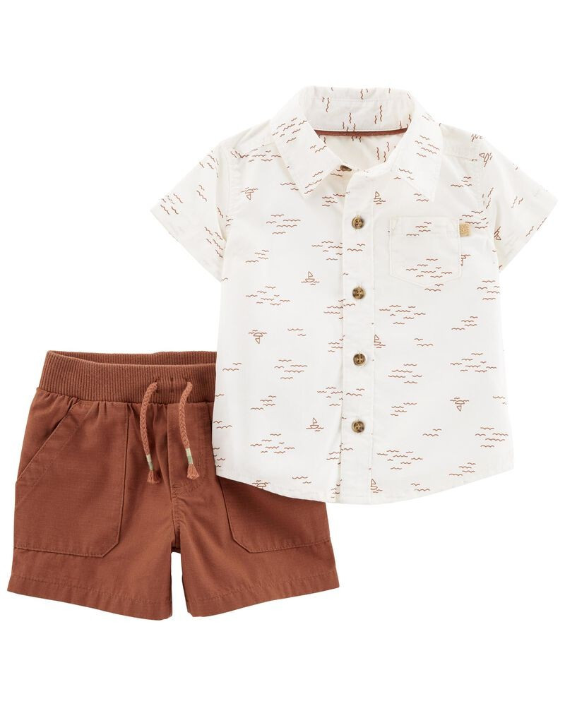 2-Piece Button-Front Shirt & Short Set | Carter's