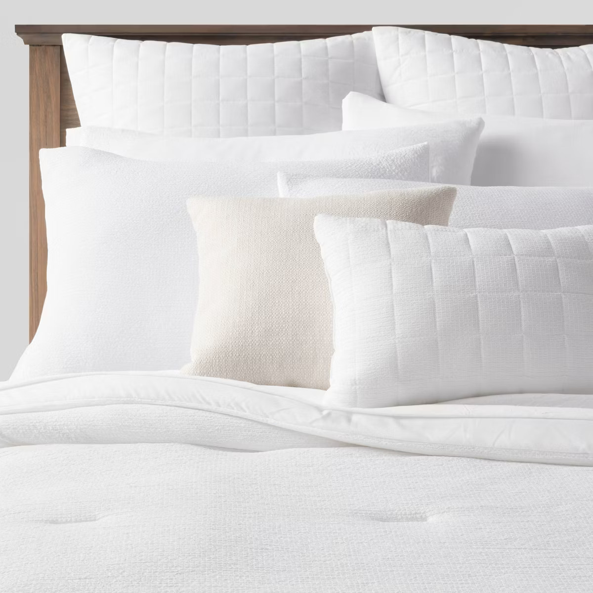 12pc Queen Micro Texture Comforter & Sheet Bedding Set White - Threshold™: Polyester, Woven, OE... | Target