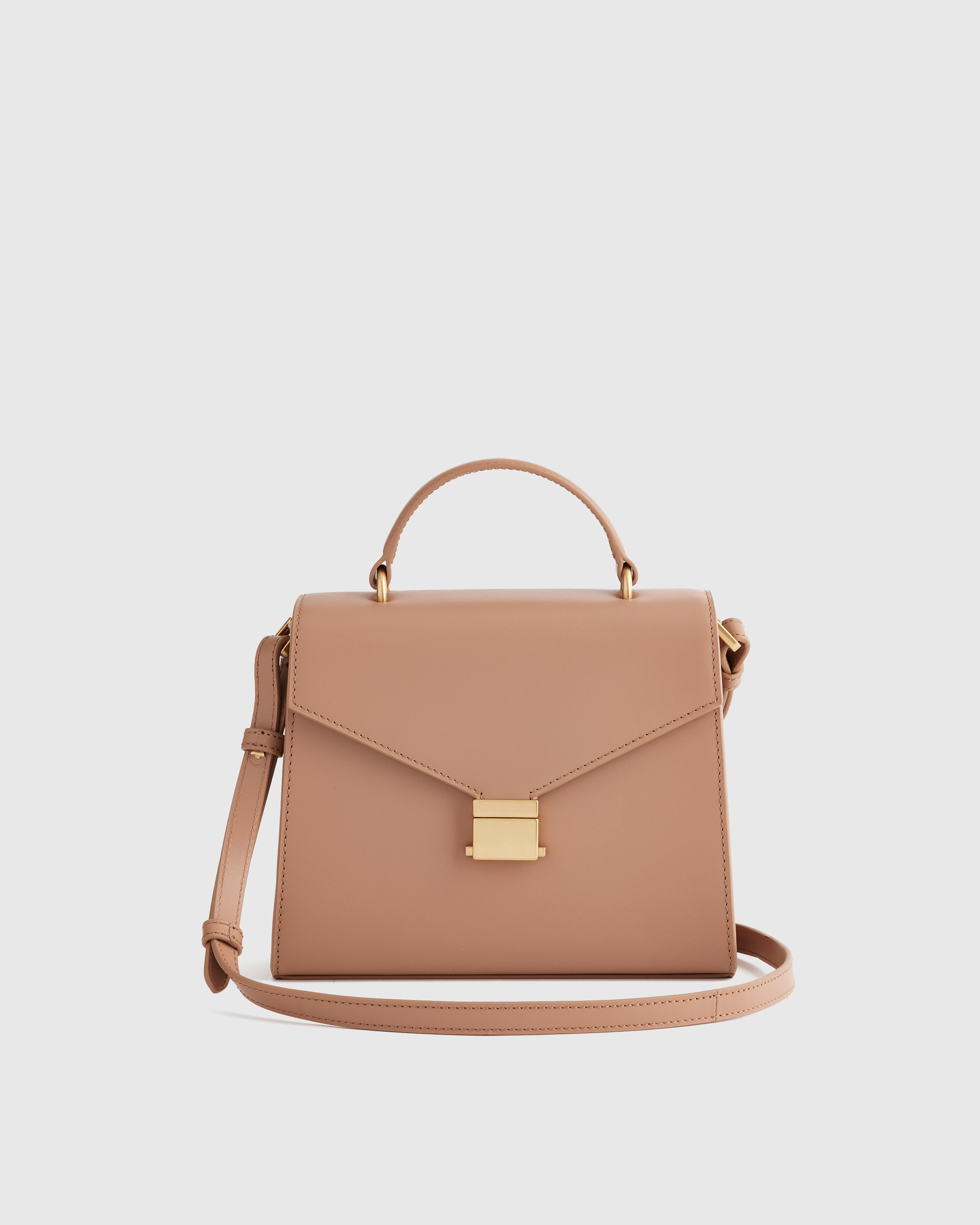 Quince | Women's Italian Leather Top Handle Crossbody Satchel in Cappuccino | Quince