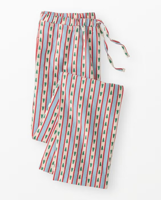 Tree Ribbons On Blue Holiday Flannel Pajama Pants in 100% Combed Cotton - Size Adult XXS by Hanna Andersson | Hanna Andersson