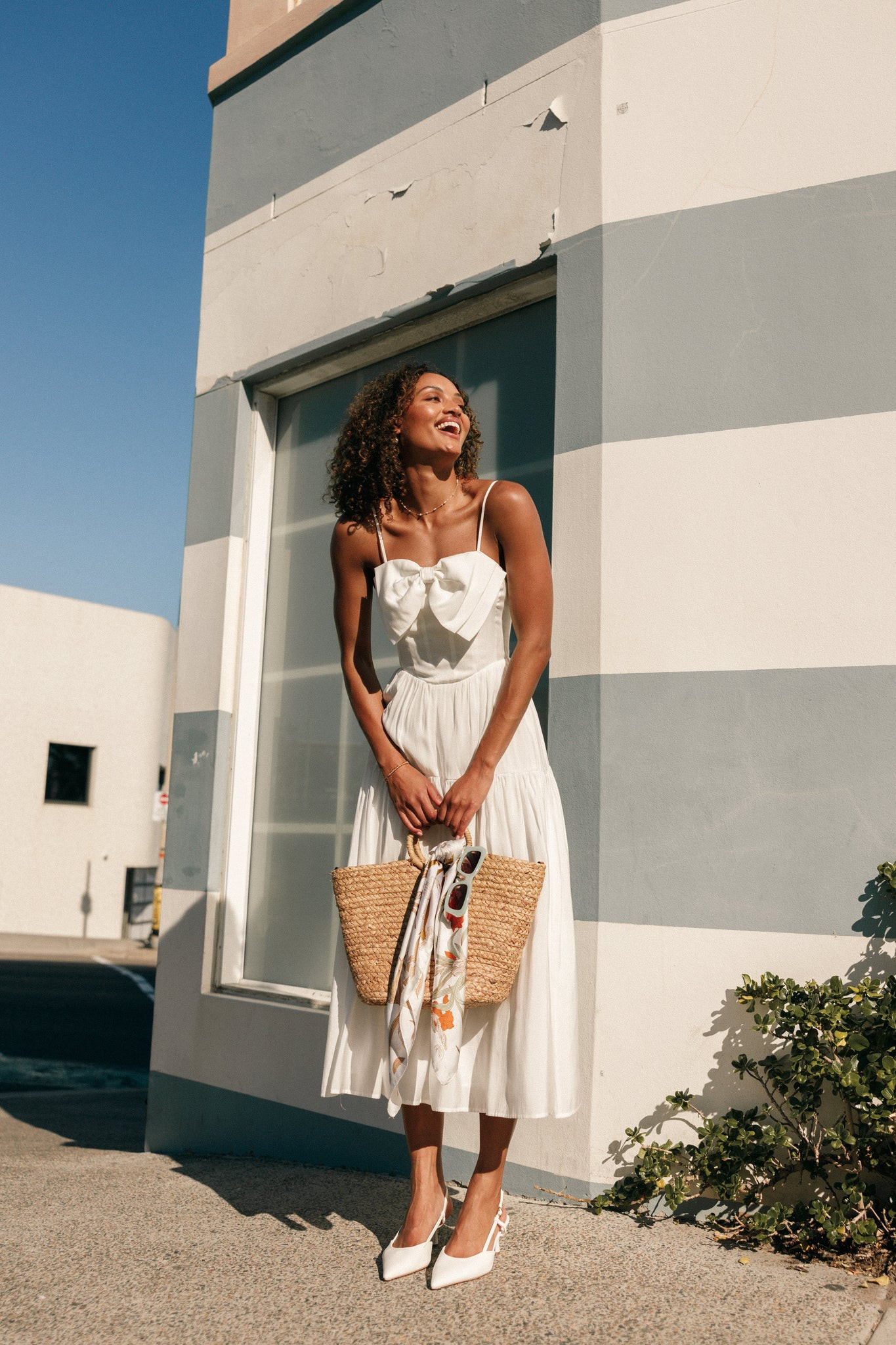 Maeve Midi Bow Dress - Ivory | Petal & Pup (US)