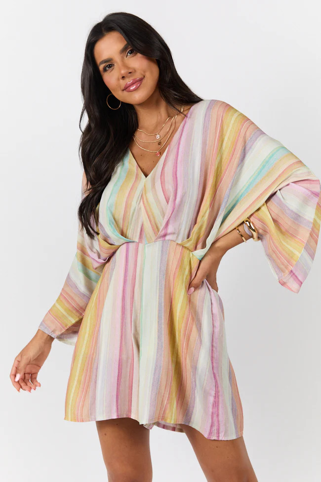 Nights In Watercolor Multi Print Romper | Pink Lily