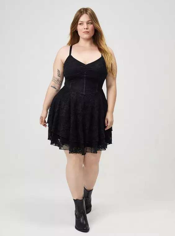 Lace Corset Tiered Mini Dress | Torrid (US & Canada)