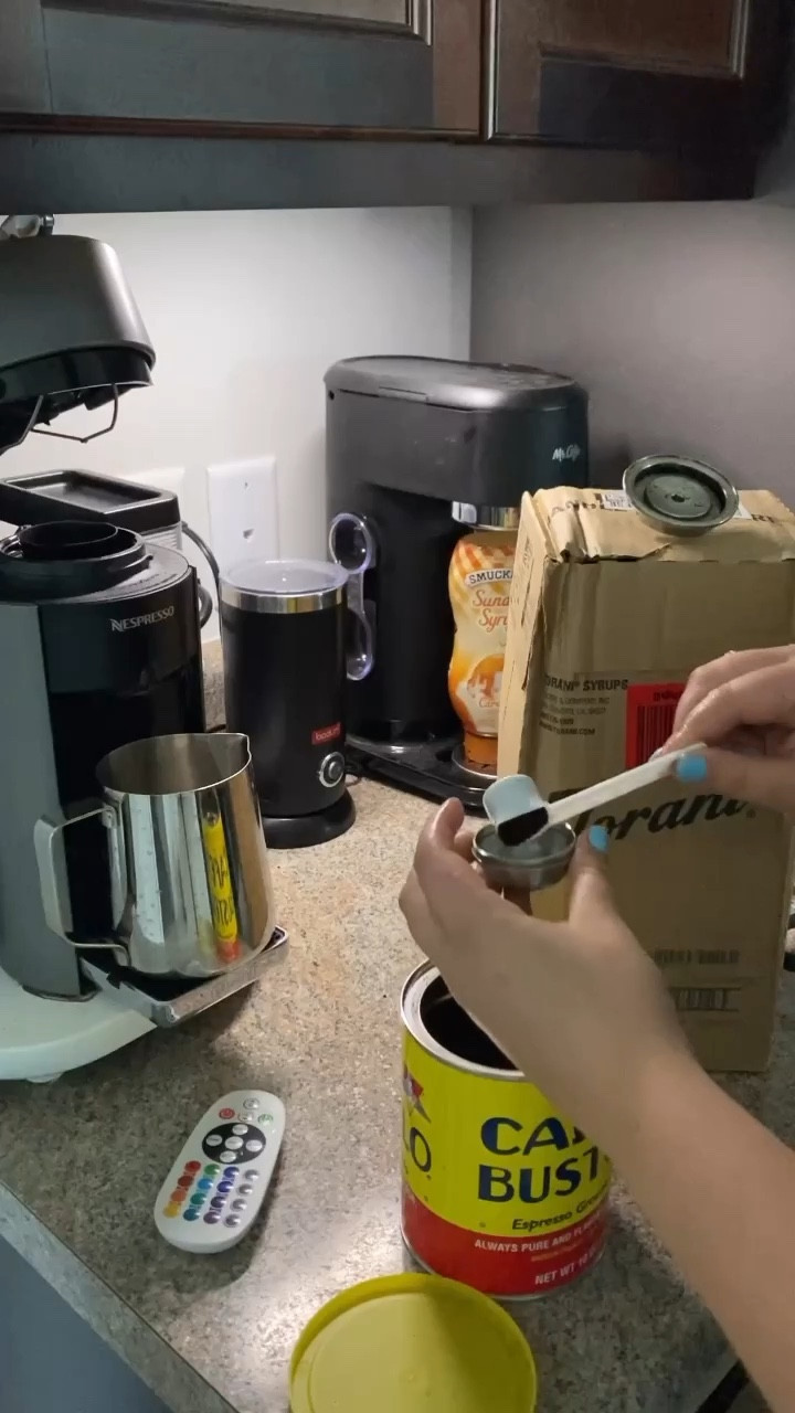 Make a coffee with me and refill my coffee bar with my favorite syrup @torani vanilla I’m going to post a full video soon of my everyday coffee recipe ☕️🍨 everything is always linked in my LTK 

(BTW this pack of 4 vanilla syrups is under $24!!) 

#LTKsalealert #LTKFind #LTKunder50