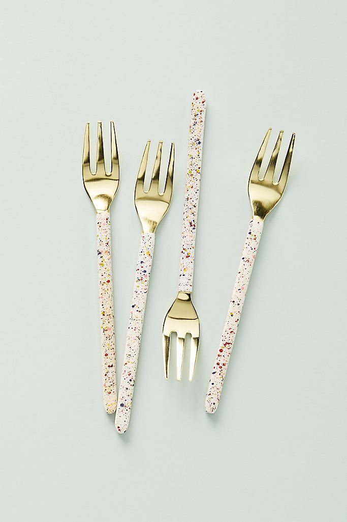 Jemina Terrazzo Appetizer Forks, Set of 4 | Anthropologie (US)