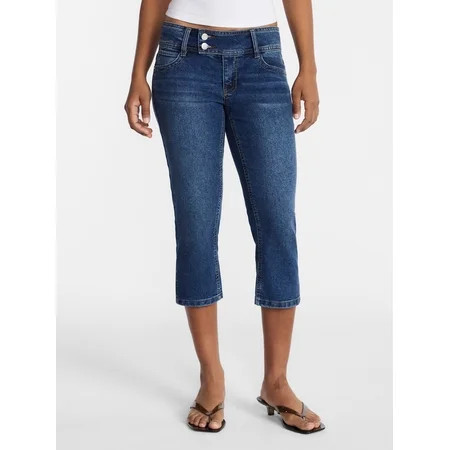 No Boundaries Low Rise Denim Capri Pants, 21" Inseam, Women's 0-20 | Walmart (US)