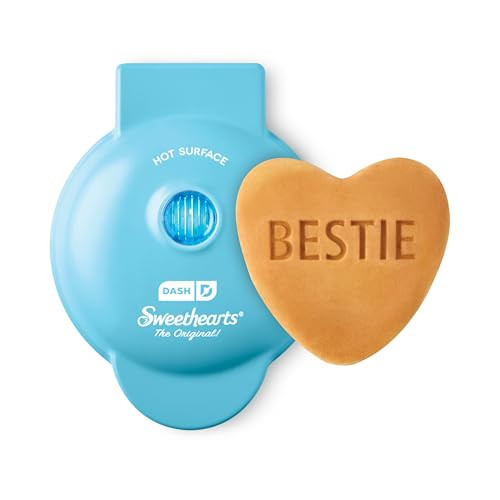 DASH x Sweethearts® Mini Waffle Maker - 4” Waffle, Heart Shaped Waffle, Nonstick Waffle Iron with Quick Heat-Up, Perfect Mini Waffle Maker for Kids and Families, Valentines Day - Bestie (Blue) | Amazon (US)