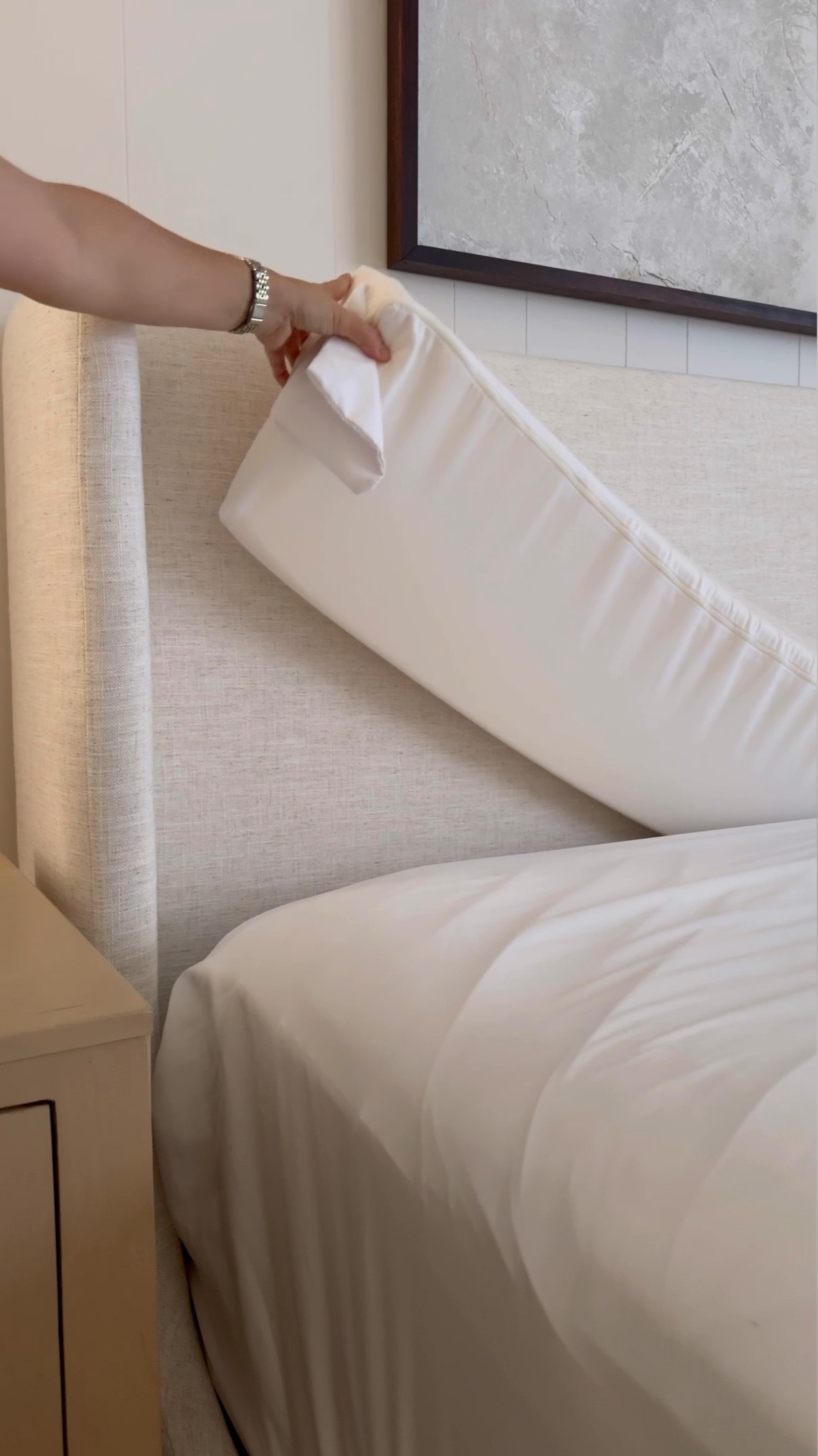 wedge bed pillow. one of my fav amazon purchases. it keeps our pillows from falling into the gap between the mattress and headboard. you can also use it the other way to create a slight incline when sleeping  

#LTKSaleAlert #LTKFindsUnder50 #LTKHome