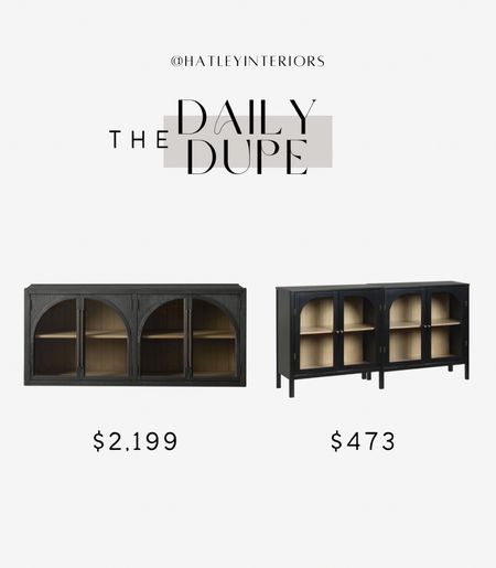 today’s daily dupe! 

arhaus hattie sideboard dupe, designer dupe, look for less, black arch cabinet, black arch sideboard, black arch buffet table, black arch display cabinet, black and wood cabinet, dining room buffet cabinet, dining room sideboard, living room sideboard, tv console, media cabinet, home decor 

#LTKhome