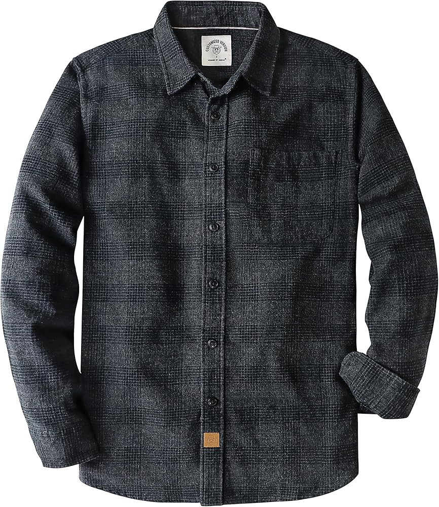 Dubinik® 6 oz Flannel Shirt for Men Plaid Mens Button Down Long Sleeve Shirts Cotton Casual | Amazon (US)