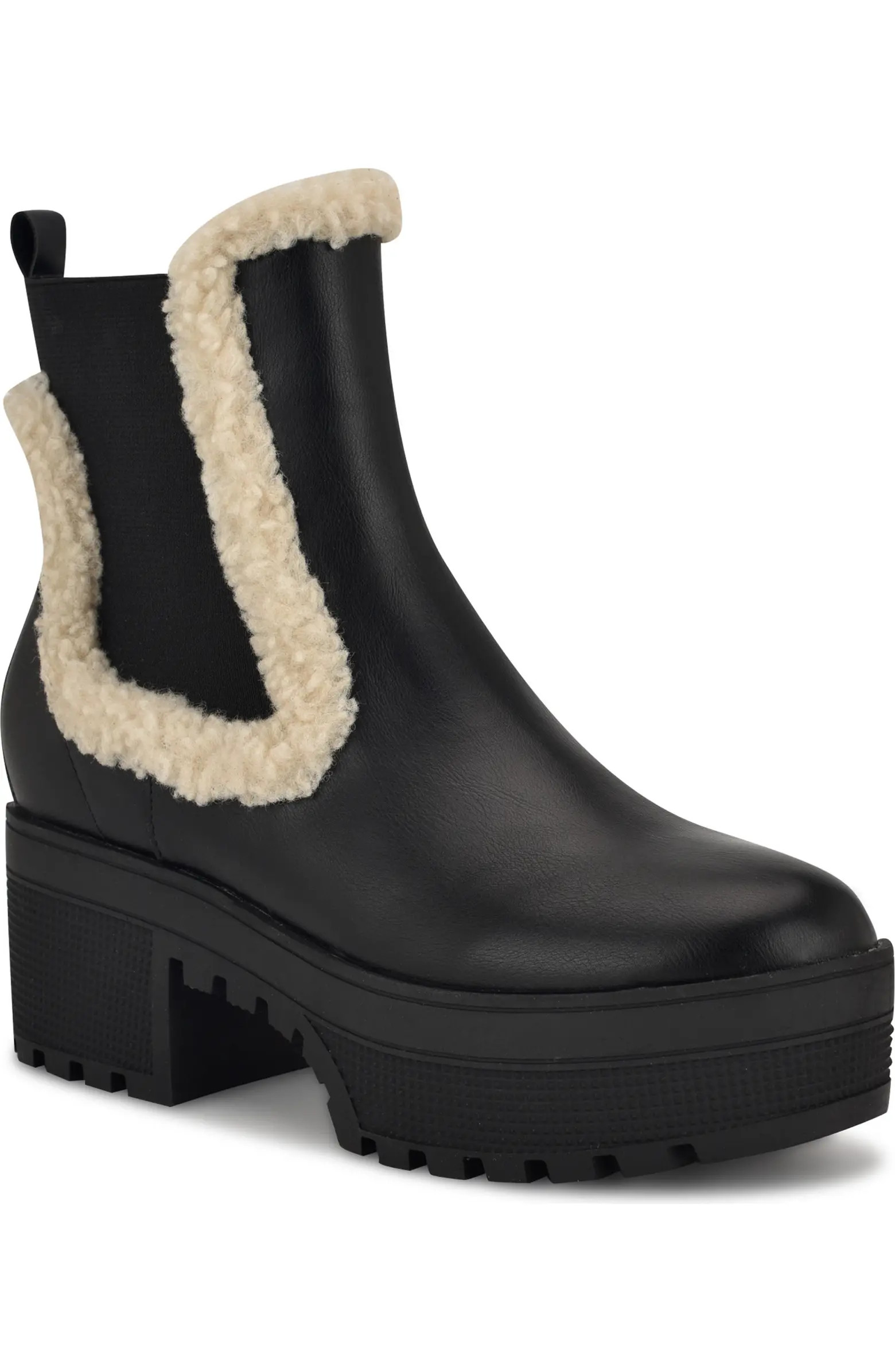 Haray Faux Shearling Lug Sole Chelsea Boot (Women) | Nordstrom