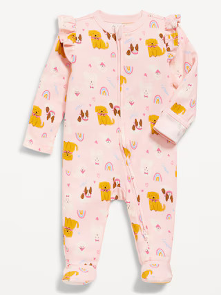 Unisex Caterpillar Print Sleep &amp; Play 2-Way Zip Footed One-Piece for Baby | Old Navy (US)