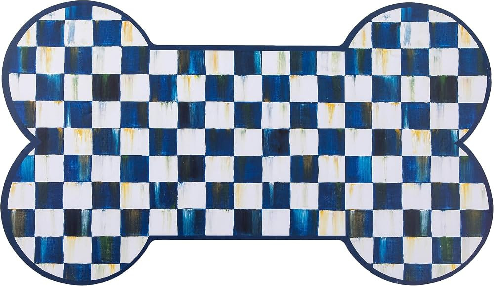 MACKENZIE-CHILDS Pup Placemat, Cute Pet-Food Mat for Dog Bowls and Cat Bowls, Blue-and-White Roya... | Amazon (US)