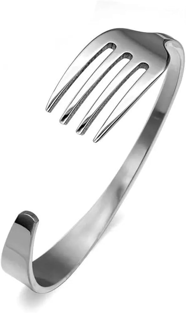 Fork Shaped Bracelet - Simple Opening C-Shaped Cuff Bangle Cutlery Bracelet for Men and Women | Amazon (US)