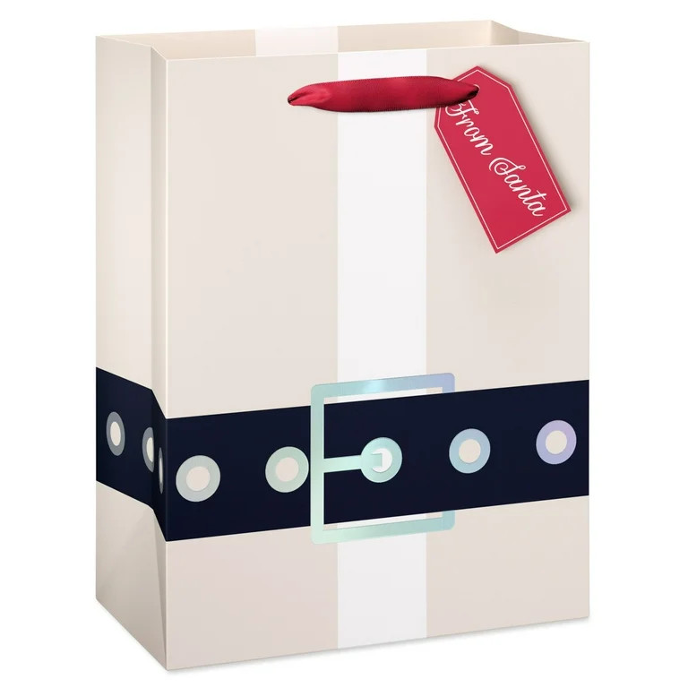 American Greetings 9 in. Medium Christmas Ivory Gift Bag, Santa Suit (1-Count) | Walmart (US)