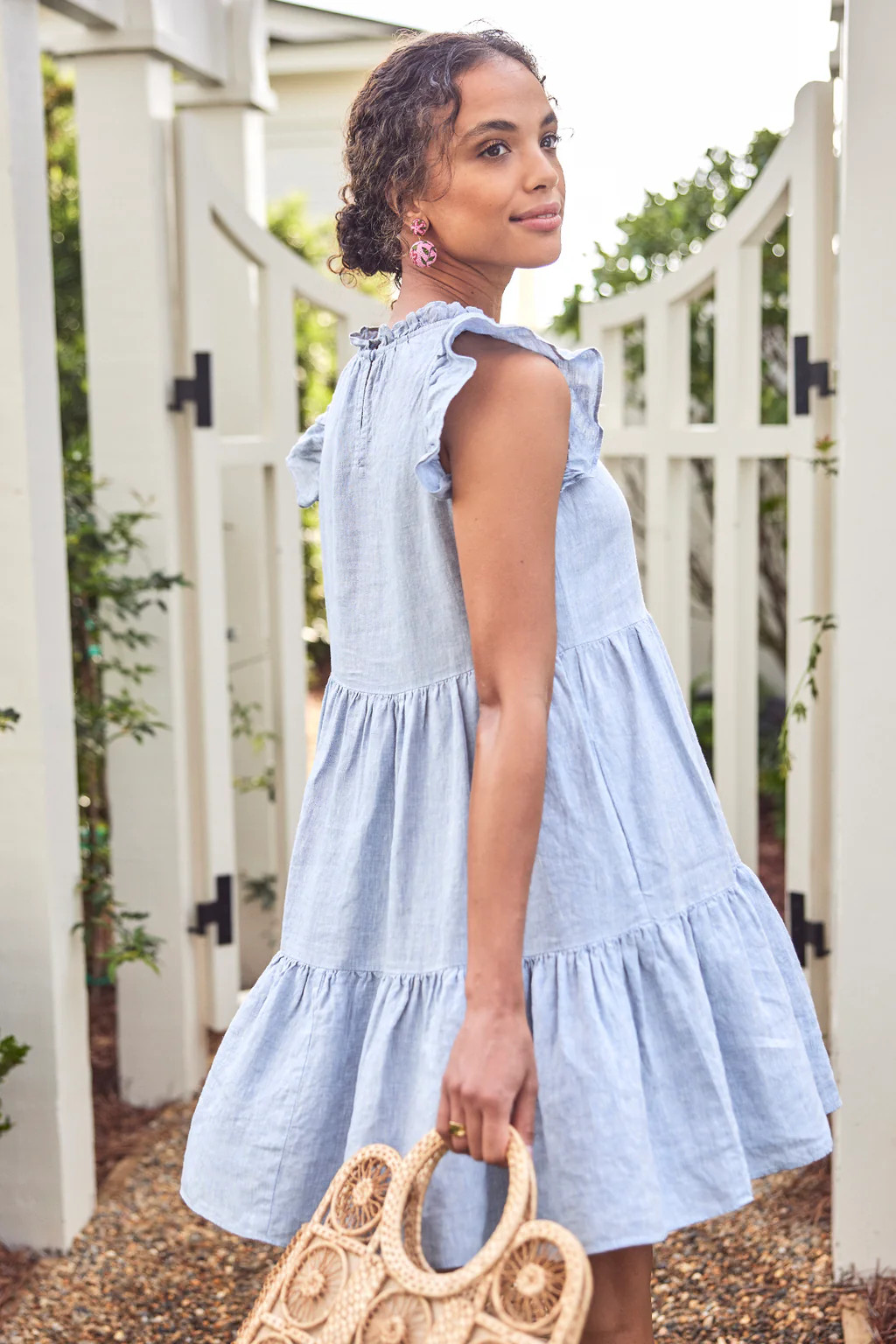 Helen Dress in Blue Linen | Lake Pajamas