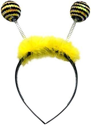 Luxshiny Cute Hair Band Bee Yellow Feather Sequin Ball Spring Headband Hair Hoop Hair Clasp for B... | Amazon (US)