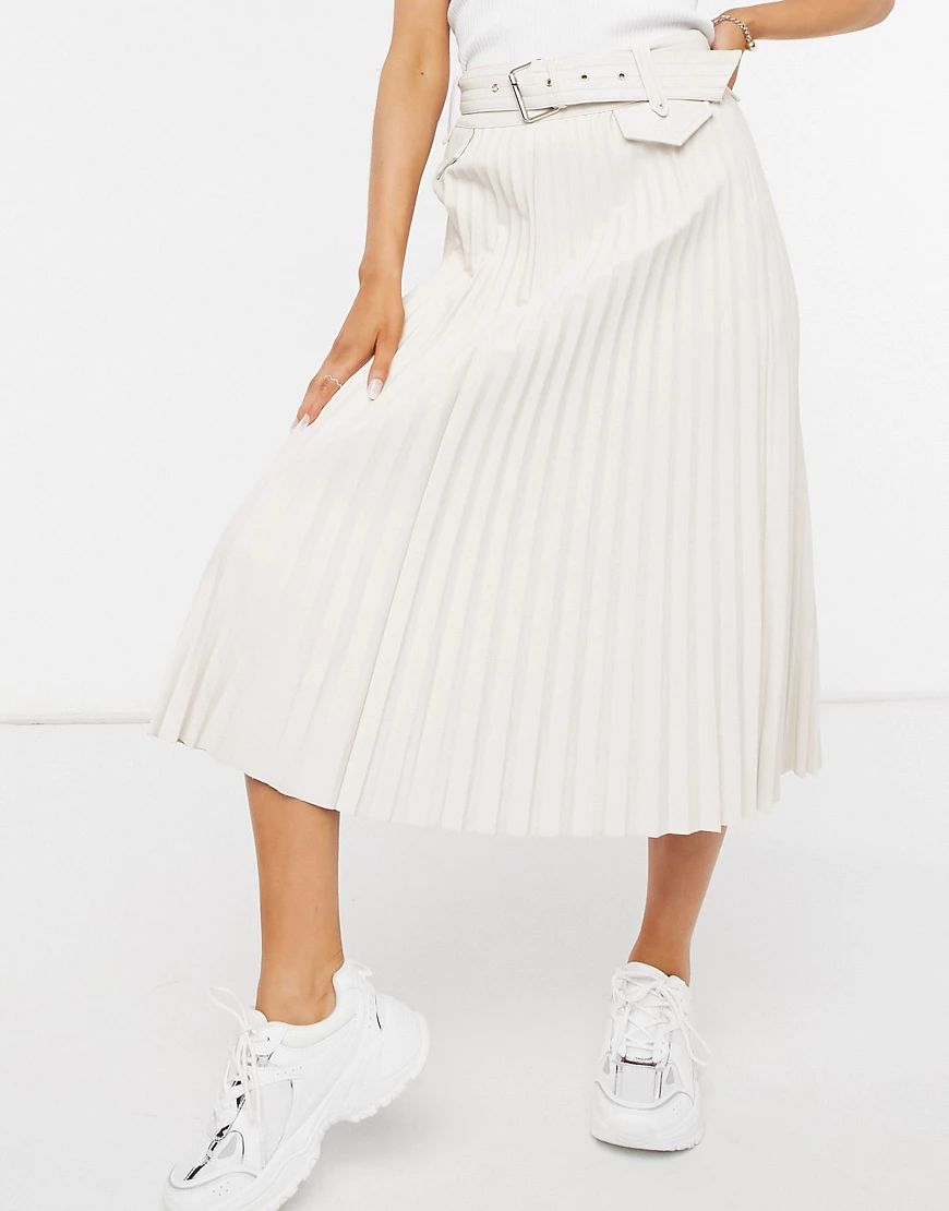Morgan pleated midi skirt in cream-White | ASOS (Global)