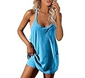Womens Workout Romper Dress with Shorts Underneath Sleeveless Spaghetti Straps Athletic Outfits C... | Amazon (US)