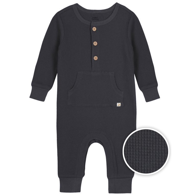 Modern Moments by Gerber Baby Boy Waffle Long Sleeve Romper, Sizes 0/3-24 Months | Walmart (US)