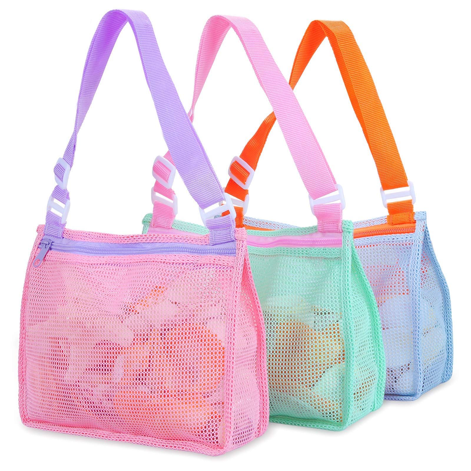 Tagitary Beach Toy Mesh Bag Kids Shell Collecting Bag Beach Sand Toy Totes for Holding Shells Bea... | Amazon (CA)
