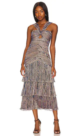 Hedi Midi Dress in Indigo & Gold | Revolve Clothing (Global)