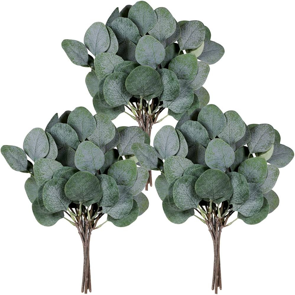 18 Pcs Eucalyptus Leaves Stems Bulk Artificial Greenery Stems Faux Face Silver Dollar Eucalyptus ... | Amazon (US)