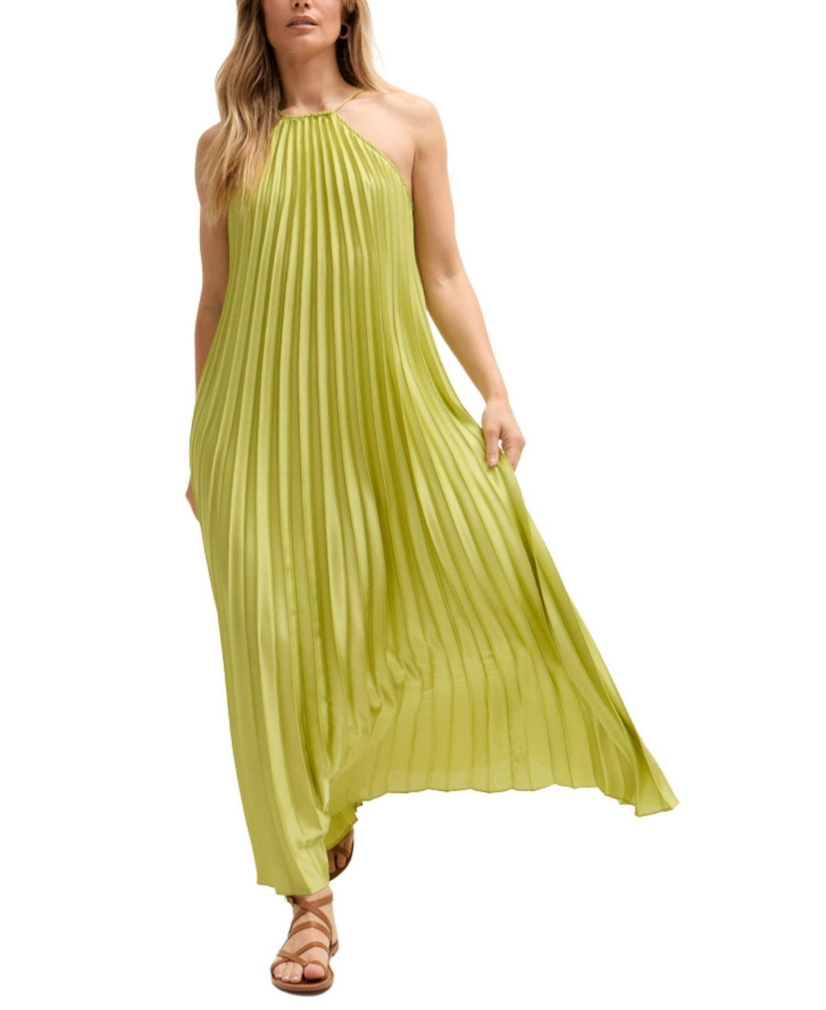 Lily and Lionel London Women's Philomena Halter Neck Pleated Maxi Dress - Green | Macy's