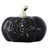 My Texas House Halloween Small Stoneware Spiderweb Pumpkin Tabletop Decoration, Black and Gold, 5... | Walmart (US)