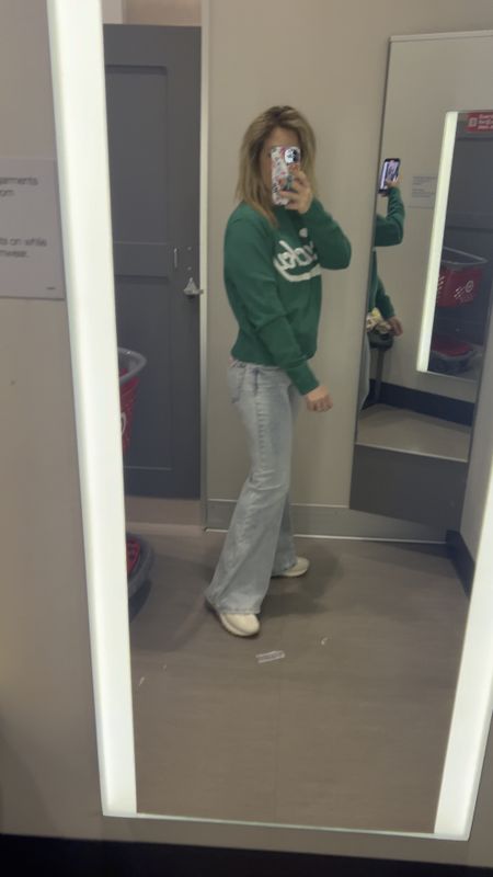 Target Lucky Pullover TTS
Target flare jeans 
Amazon sneakers 

#LTKsalealert