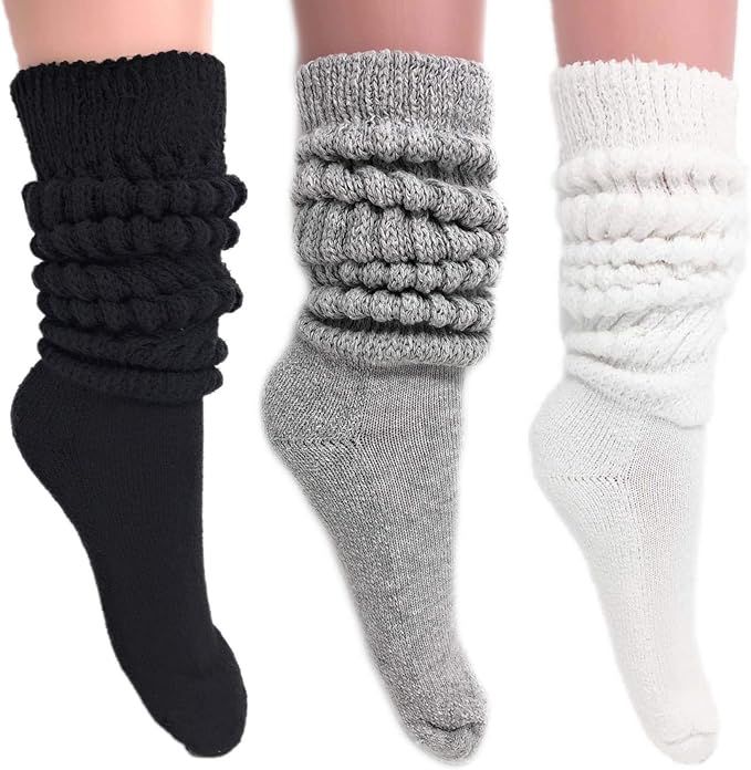 Women's Extra Long Heavy Slouch Cotton Socks Size 9 to 11 | Amazon (US)