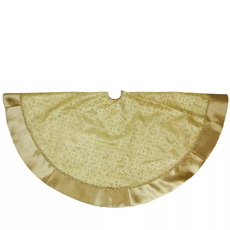 Northlight 48" Gold Glittered Star Christmas Round Tree Skirt | Target