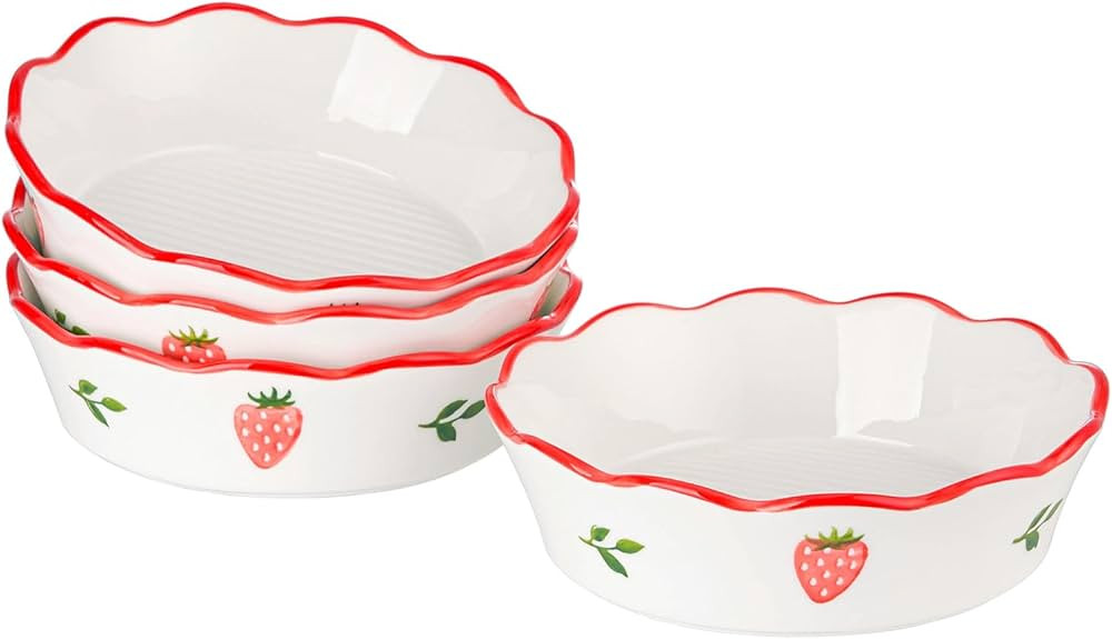 Pie Pans Set 6.5 inch Porcelain Baking Plates Strawberry (6.5 Inch Set of 4) | Amazon (US)